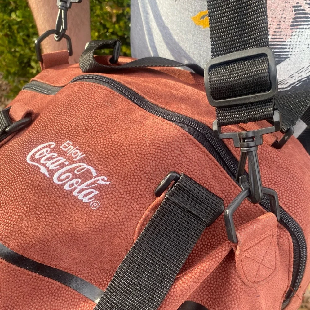 Rare 90s Textured Coca Cola Basketball Shaped Novelty Gym Bag